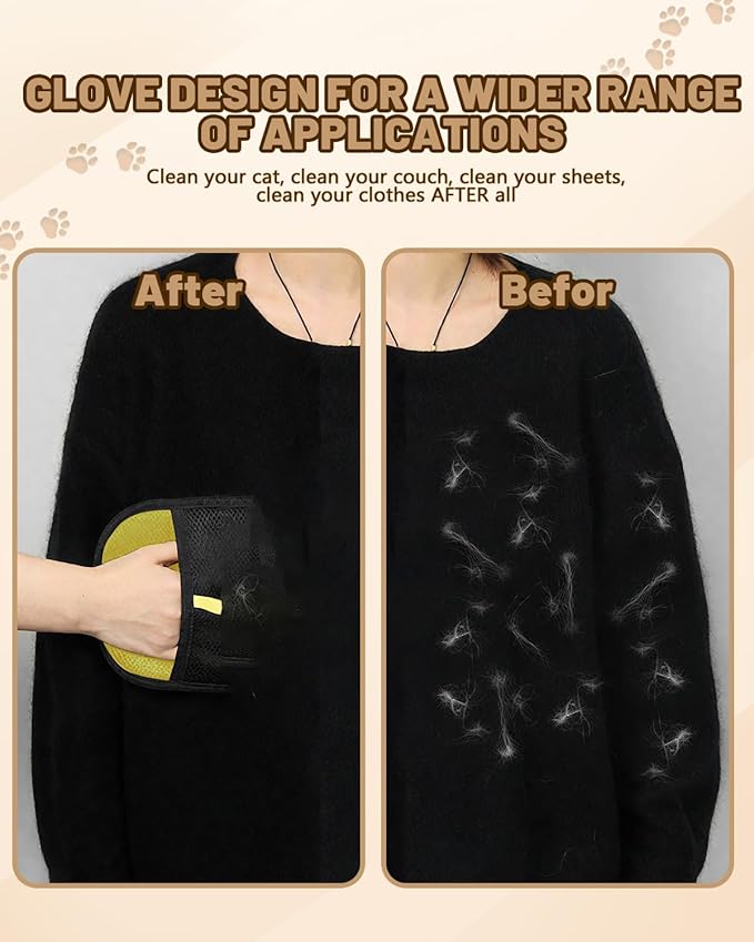 2Pcs Electrostatic Pet Hair Remover Glove for Dogs & Cats Newly Upgraded 2-in-1 Reusable Electrostatic Pet Hair Remover Tool Multipurpose Grooming and Massage Gloves for Clothing Couch Carpet Car Seat