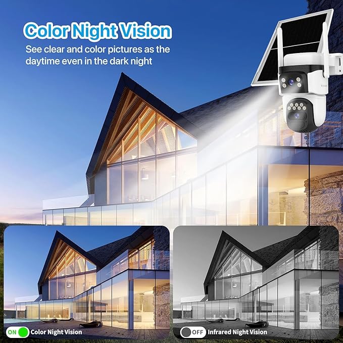 VSTARCAM 2K Dual Lens Security Camera Outdoor WiFi Camera for Home Security Home Survaillance Outdoor, 2.4G WiFi PTZ 2-Way Audio Auto Tracking Night Vision 360° View Cloud/SD Storage IP66 Weatherproof