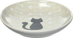 PetRageous 16069 Fishbone Kitty Stoneware Cat Saucer 5-Inch Diameter 2.5-Ounce Capacity for Wet or Dry Cat Food, Brown