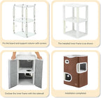 YIATHOME 2-Tier Cat House, Cat Beds for Indoor Cats, Small Cat Condo with Scratch Post and Hideaway Cave, Modern Cat Cube Playhouse for Multi Kittens, Brown