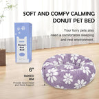 Donut Dog Beds for Small Dogs, Calming Round Cat Beds for Indoor Cats, Cute 3D Textured Flower Pet Bed with Removable Washable Cover and Anti-Slip Bottom（Purple，20"）