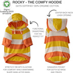 Rocky – The Orginal Lightweight Hooded TEE 100% Organic Cotton Dog Hoodie Pet Coat Sweater for Small, Medium, Large Dogs, Candy Corn, X-Small