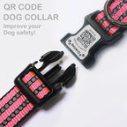 Reflective Dog Collar with Apple AirTag Holder & QR Code Pet ID Tag,Soft Nylon Adjustable Dog Tracker Collar with Safety Lock for Medium Dogs (Rose Red, M)