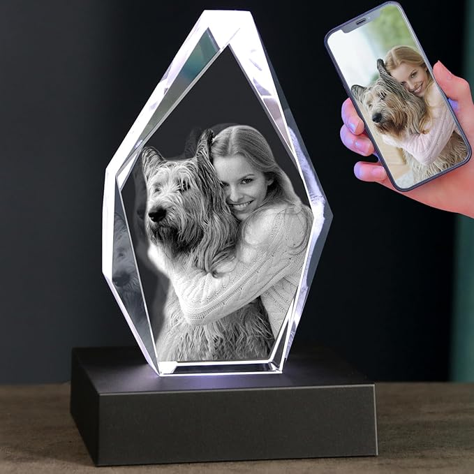 Personalized Dog Memorial Gifts, 3D Crystal Photo,Pet Memorial Gift,3D Engraved Crystal Keepsake Gift, Dog Photo Frame,Christmas Personalized Gift,Dog Pictures