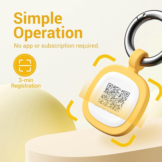 Pawaii Fluorescent QR Code Pet ID Tag, Glow in The Dark Durable Silent Silicone Pet ID Tag, Scan QR Receive Instant Pet Location Alert Email, Designs for Cat or Dog, 1Pack (Orange)