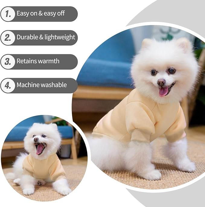 BINGPET Dog Hoodies - Fleece Lined Fall Dog Puppy Sweatshirt Soft Warm Sweater Winter Hooded Clothes for Small Medium Large Dogs & Cats