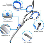 Dog Grooming Kit 9pcs Professional Scissors Set with Comb for Dogs Cats Dog Brush for Shedding Nail Clipper with Nail File Brushes for Grooming Safety Round Tip Shears Kit Blue Small Large Pet