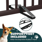 Semiocthome Bamboo Dog Gates Indoor 2-Panel Freestanding Puppy Gates for The House with 2 Metal Stands 24" H Folding Wood Pet Gate for Stairs Doorway, Fully Assembled Safety Fence Espresso