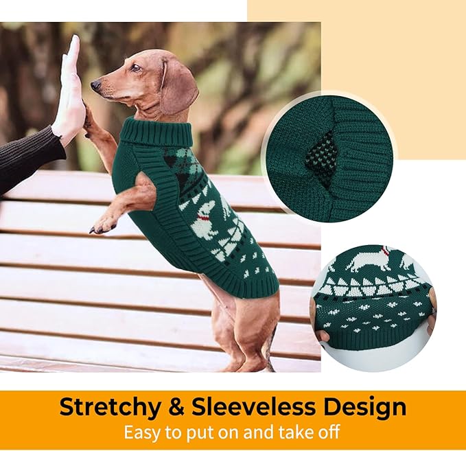 Leletail Dachshund Sweater, Turtleneck Dog Sweaters for Small Dogs, Warm Pullover Knitted Pet Coat,Cold Weather Dachshund Clothes, Fall/Winter Cozy Outfit (XS-XL)