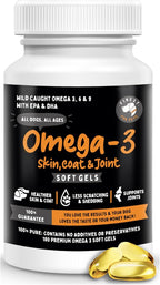 Omega 3 Fish Oil for Dogs - Finest For Pets Soft Gels for Skin & Coat, Itching, Shedding, Joints & Immune Health - 100% Pure Omega Fish Oil with EPA & DHA. Ideal for Medium to Large Dogs (180 ct)