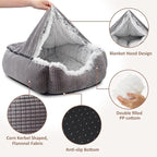 MIXJOY Dog Beds for Large Medium Small Dogs, Rectangle Cave Hooded Blanket Puppy Bed, Luxury Orthopedic Cat Beds for Indoor Cats, Warmth and Machine Washable (35 inches, Grey)