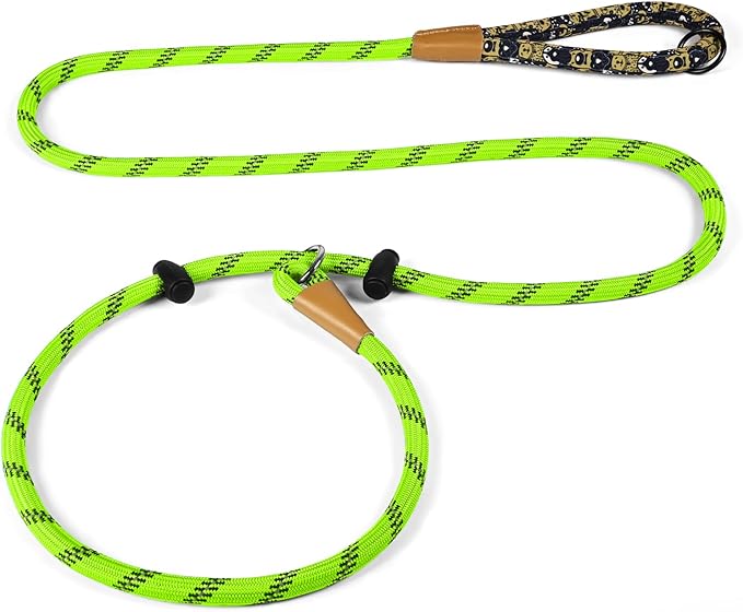 lynxking Slip Lead Dog Leash Reflective, Heavy Duty Comfortable Strong Rope for Large Medium Small Dogs No Pull Pet Training (Light Green, 2PCS Large 1/2in x 6ft)