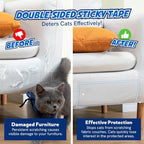 2 Rolls Cat Scratch Furniture Protector Tape – Double-Sided Sticky Training (4" x 20ft Each) – Anti-Scratch Sofa & Couch Guard – Clear, Easy to Apply & Remove – Not for Leather, Velvet, Microfiber