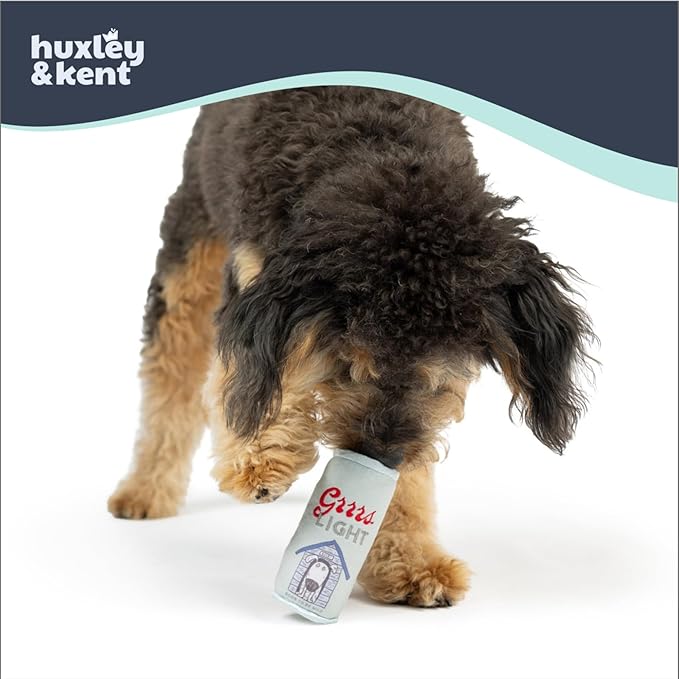 Huxley & Kent Funny Dog Toy w/Squeaker – Power Plush Squeaky Dog Toys for Small Dogs – Durable Small Stuffed Animal for Indoor Play & Fetch - Tiny Tuff Grrrs Light