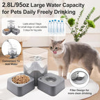 Pet Automatic Water Dispenser, 2.8L Water Dispenser with Stainless Steel Food Bowl, 2-in-1 Pet Feeder for Cats, Dogs, Rabbits