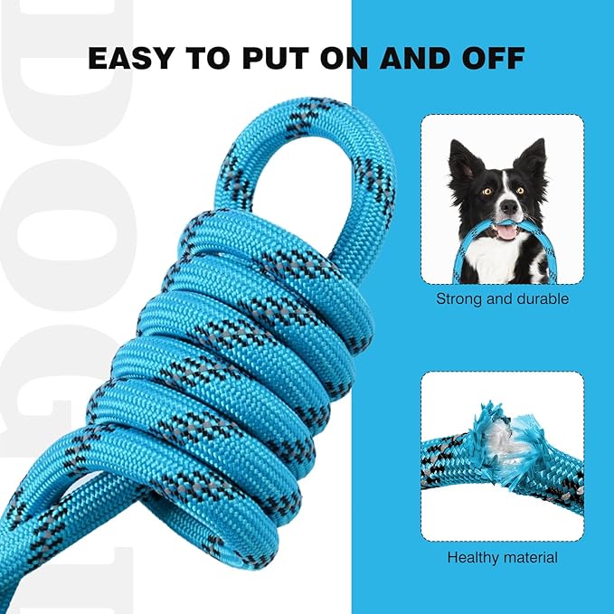 lynxking Slip Lead Dog Leash Reflective, Heavy Duty Comfortable Strong Rope for Large Medium Small Dogs No Pull Pet Training (Light Blue, 2PCS Large 1/2in x 6ft)
