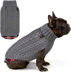 KYEESE Dog Sweater Soft Pullover Dog Sweaters for Small Dogs Male Warm Turtleneck Small Dogs Sweater Stretchy Knitwear Cat Clothes with Gingham Patchwork Comfy Pet Coat for Fall Winter Cold Weather