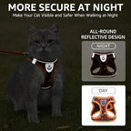 SCENEREAL Fall Thanksgiving Cat Harness and Leash Set Escape Proof, Soft Mesh Kitten Harness for Walking Travel, Reflective Adjustable Pet Vest with Leaf Print for Cat Puppy, M