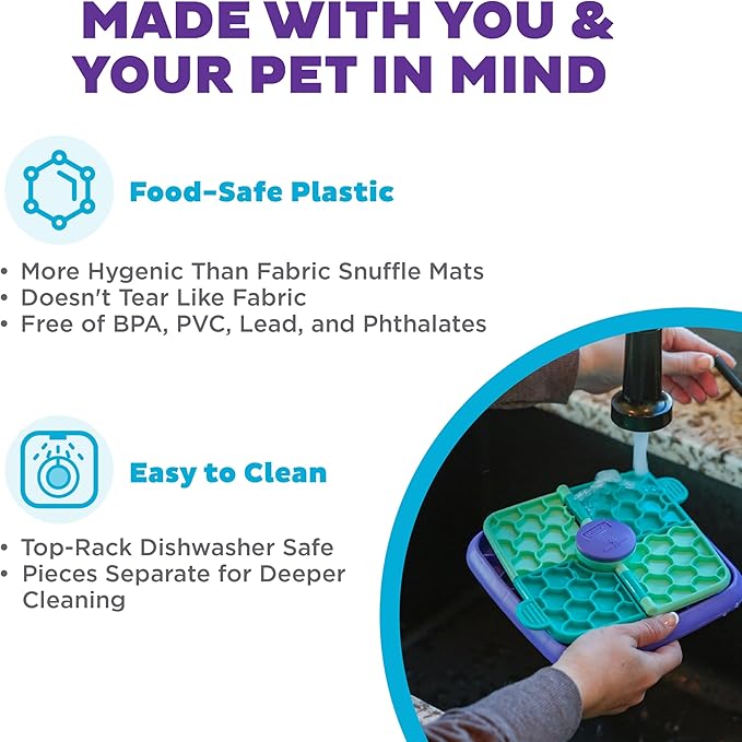 Outward Hound by Nina Ottosson Lick N’ Flip 3-in-1 Interactive Dog Puzzle Toy, Lick Mat & Slow Feeder – Calming Enrichment Feeder for Small & Medium Dogs, Holds 1 Cup of Wet of Dry Food