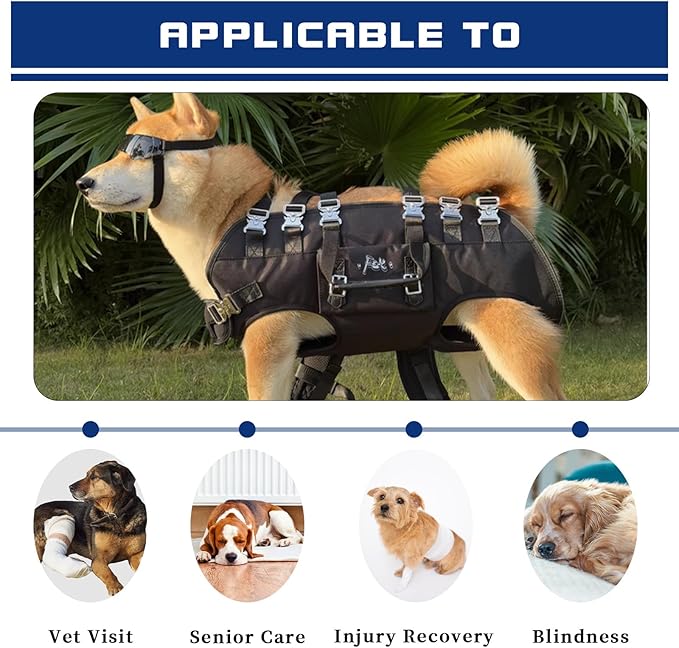 Dog Backpack Carrier - Spine-Friendly for Large Dogs(36-66lbs) Horizontal Design Dog Carrier with Adjustable Back Straps for Joint Injuries, Arthritis, Ideal for Stairs, Elderly Dogs(Size XXL)