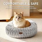 ShinHye Cat Bed - Washable Donut Bed for Cats and Small Dogs, Calming Round Pet Bed with Non-Slip Bottom, Indoor Comfort for Puppy & Kitten(ZJ-Grey-20x20)