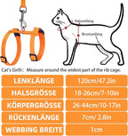 PUPTECK Adjustable Cat Harness and Leash Set Escape Proof Kitten Strap Collar for Walking Travel, Orange