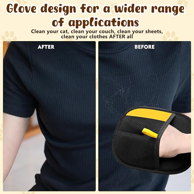 Pet Hair Removal Glove for Cats & Dogs,Upgrade Efficient Grooming Gloves for Pet Hair, Cat Grooming Gloves for Hair Removal, Reusable Pets Hair Remover Glove, Removal Gloves for Pets Hair (2 PCS)