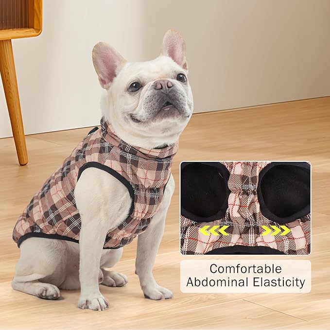 SCENEREAL Winter Coat with Harness for Small Medium Dogs, Waterproof Puffer Jacket with Zipper, Fleece Snow Clothes for Puppy