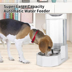 Sfozstra Large Dog Water Dispenser: 8L Automatic White Water Feeder with Stainless Steel Bowl - Without Filter - Gravity Design for Multiple Pets Indoor/Outdoor