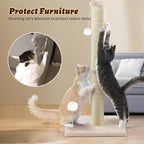 36 Inch Tall Cat Scratching Post – Sisal Cat Scratcher for Indoor Cats, Large Vertical Scratch Post, Sturdy Cat Scratch Pole Tower, Modern Cat Furniture for Kittens & Adults (Beige)