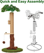 Cat Scratching Posts with Sisal Rope, Dangling Balls and Natural Healthy Catnip Balls, 33.86" Tall Cat Scratcher with Extra Cat Energy Ball for Indoor Cats Adults and Kitten