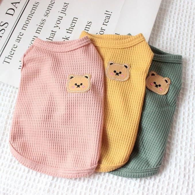 Soft Breathable Dog Pet T-Shirts - Lightweight Fleece Cotton Warm Cat Clothes for Medium Small Dogs