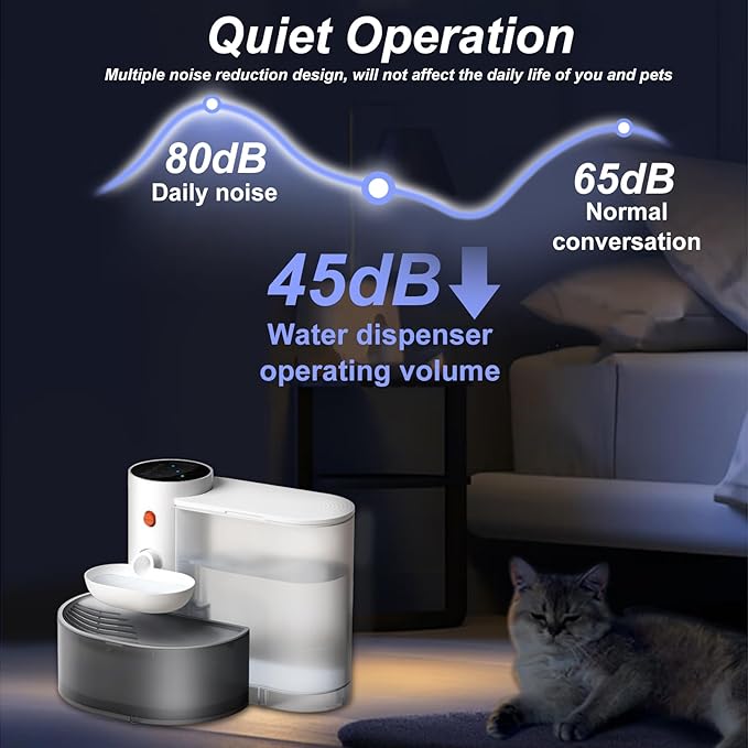 Smart Cat Water Fountain, Filterless 101.5oz/3L Plus Automatic Pet Water Fountain, Wireless Water Dispenser for Cats Inside with Anti-Accidental Touch Mode, Silent Water Pumps and Rechargeable