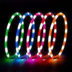 HIGO Light Up Dog Collar, Lightweight Silicone LED Dog Collar, USB Rechargeable Dog Collar Light for Dogs Cats Walking at Night (Red-Silicone)