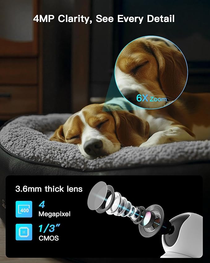 ARENTI 5G 4MP Pet Camera, No Subscription Indoor Security Camera for Dog/Cat/Baby, Free Phone App, Dual-Band WiFi, Auto Tracking, Super Night Vision, 2-Way Talk, 64G Local Storage(P2Q 64G 1PC)