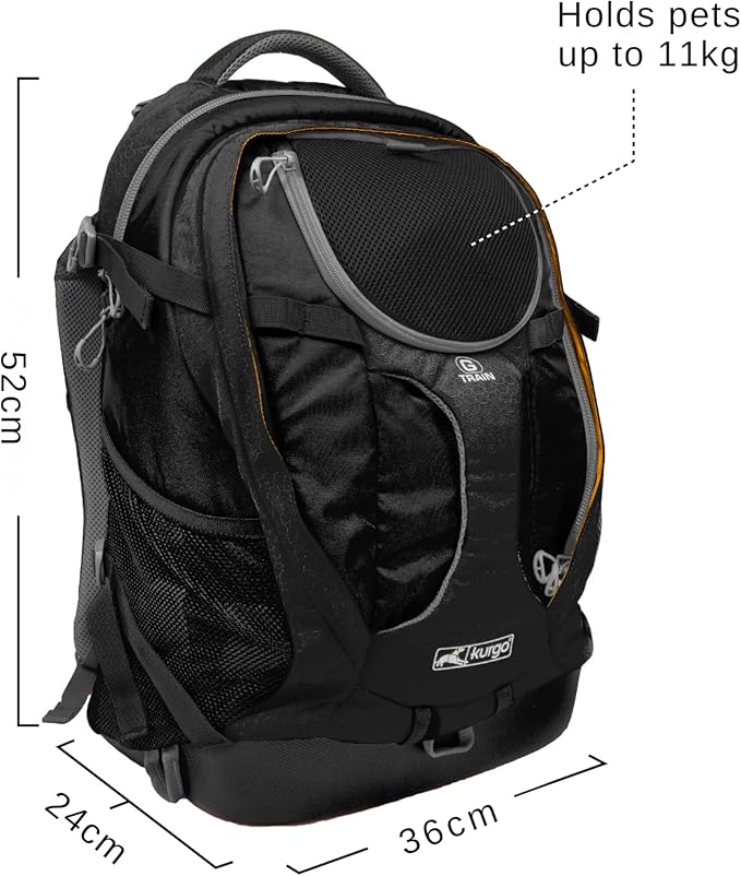 Kurgo G-Train Dog Carrier Backpack for Small Pets Up to 25 Lbs, TSA & Airline Approved, Navy Blue