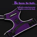 rabbitgoo Dog Harness No Pull with 2 Leash Clips, Adjustable Soft Padded, Reflective Oxford No Choke Pet Vest with Easy Control Handle for Large Dogs, Purple, XL
