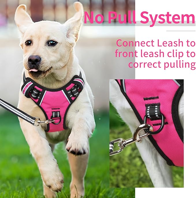 HEELE Dog Harness Dog Harness Small Dog No Pull Harness with Soft Handle Reflective Harness Adjustable, Rose, XS