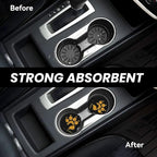 Absorbent Ceramic Car Coasters for Cup Holders, Dachshund Sunflower Dog Paw Design 2.56" Anti Slip Universal Drink Cup Coasters for Women Men (2 Pack)