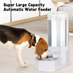 Sfozstra Large Dog Water Dispenser: 9L Automatic White Water Feeder with Stainless Steel Bowl - with Filter - Gravity Design for Multiple Pets Indoor/Outdoor