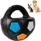 Dog Toy Ball with Handle, Toss and Fetch Play, Interactive Ball for Dogs Playing, Squeaky Floating (Black)