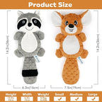 petizer Plush Squeaky Dog Toys, Stuffed and Crinkle Dog Chew Toys, Interactive Toys for Puppies, Small, Medium and Large Dogs, Cute Squirrel and Raccoon, 2 Pack