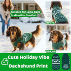 Fall/Winter Pullover Turtleneck Dachshund Sweater, Halloween Knitted Dachshunds Sweaters for Medium Dog, Knitted Vest Weiner Clothes for Girls Boys Puppy, Weenie Outfit for Male Female Dogs(Green, M)