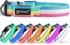 PetIsay LED Dog Collar - 7 Solid Colors & Memory - 300mAh Even Glow, No Half-Neck Light - USB-C Rechargeable, IPX7 Waterproof, Adjustable for Backyard, Hiking, Parties(Large)