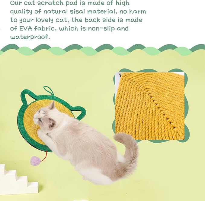 Cat Scratcher Mat, Natural Sisal Cat Scratch Mats, Horizontal Cat Floor Scratching Pad Rug, Protect Carpets and Sofas, Scratching Pads for Indoor Cats(CAT)