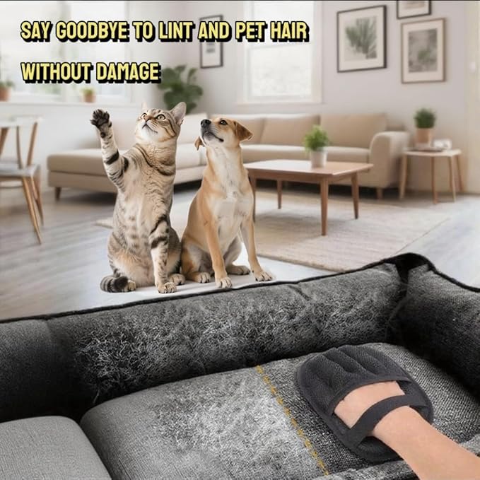 2Pcs Pet Hair Remover Gloves for Cats & Dogs, Electrostatic Pet Hair Removal Glove Brush, Upgraded Reusable Animal Fur Removal Tool, Pet Grooming Gloves for Clothing, Couch, Carpet, Car Seatd