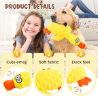 Quack-Quack Duck Dog Toy,Durable Plush Chew Toy with Sounds,Stuffed Plush Calming Duck Dog Toy for Indoor Puppies and Senior Pups (A-Yellow+Green, Small)