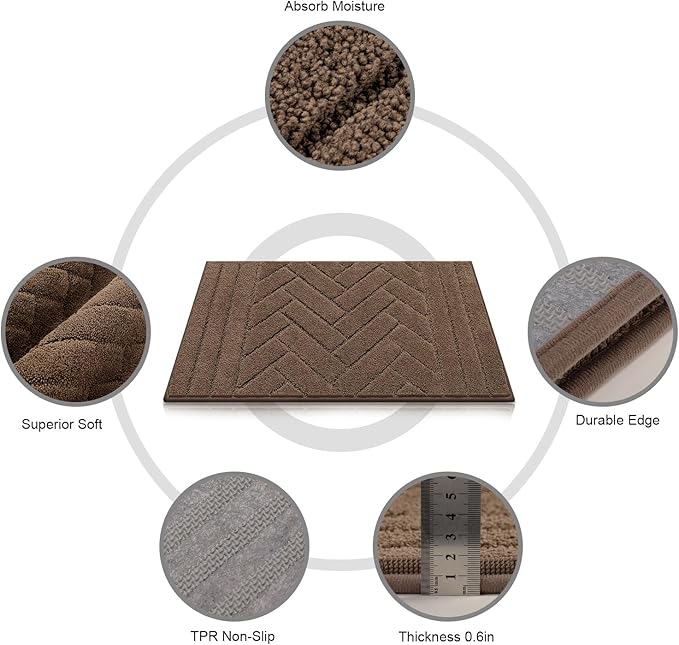 Tindbea Dog Mat for Muddy Paws,Absorbs Moisture Dirt Non-Slip Washable Mud Mat for Dogs,Soft Rubber Backing Front Inside Pet Rug for Entryway, Mud Dog Paws, Patio(20"x31.5",Latte)