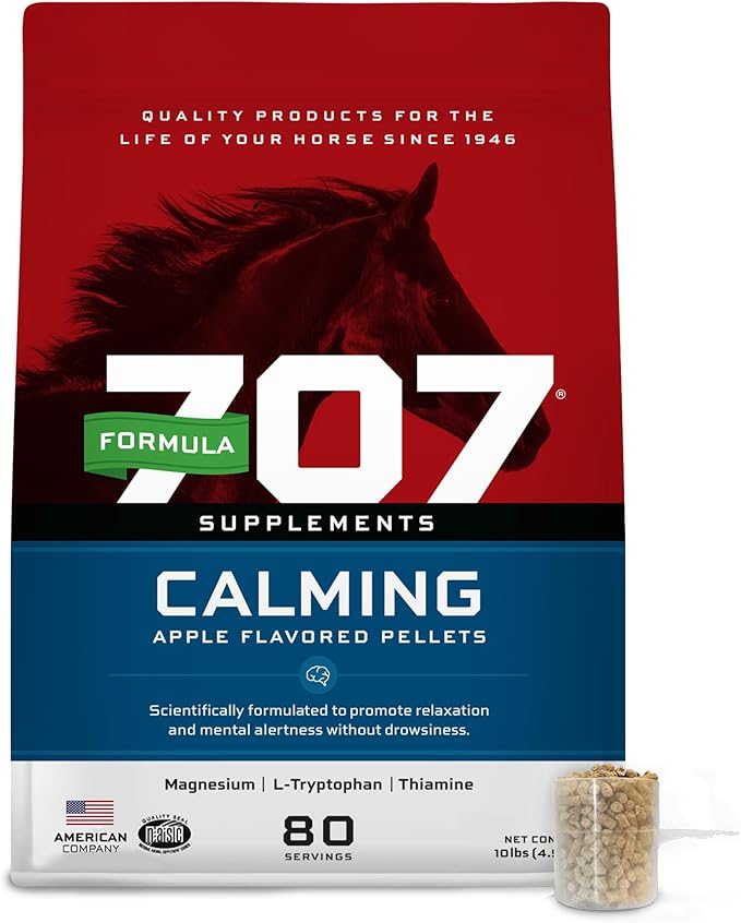 Formula 707 Calming Equine Supplement 10 lb Bag – 80 Servings – Anxiety Relief and Enhanced Focus for Horses – L-Tryptophan, Thiamine & Magnesium
