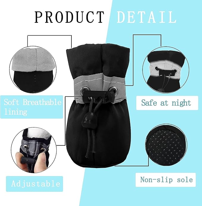 YAODHAOD Dog Shoes for Hot Pavement, Anti-Slip Sole Dog Boots & Paw Protector for Summer, Reflective Straps Dog Booties for Small Medium Dogs, Indoor Use 4PCS (Black,Size: 6)